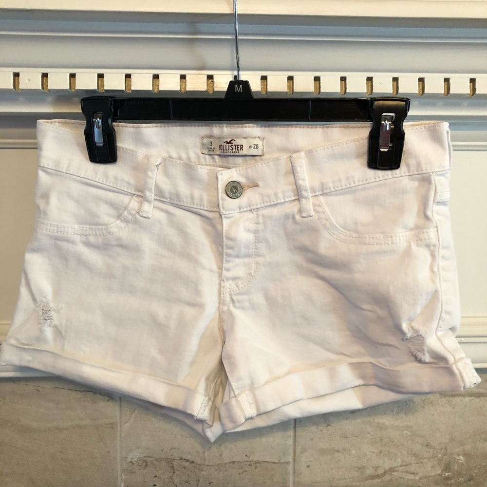 Hollister white denim shorts